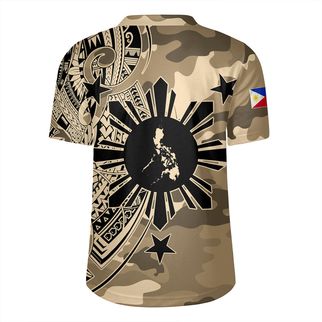Philippines Filipinos Rugby Jersey Tribal Tattoo With Camouflage Pattern