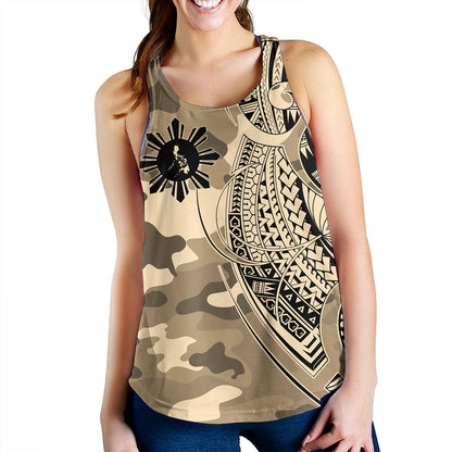 Philippines Filipinos Women Tank Tribal Tattoo With Camouflage Pattern