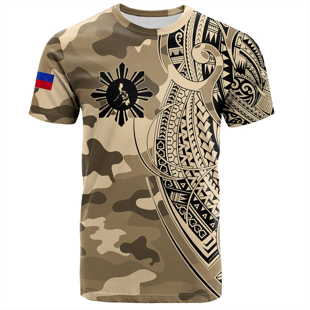 Philippines Filipinos T-Shirt Tribal Tattoo With Camouflage Pattern