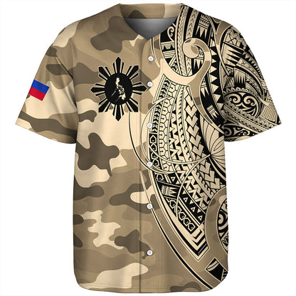 Philippines Filipinos Baseball Shirt Tribal Tattoo With Camouflage Pattern