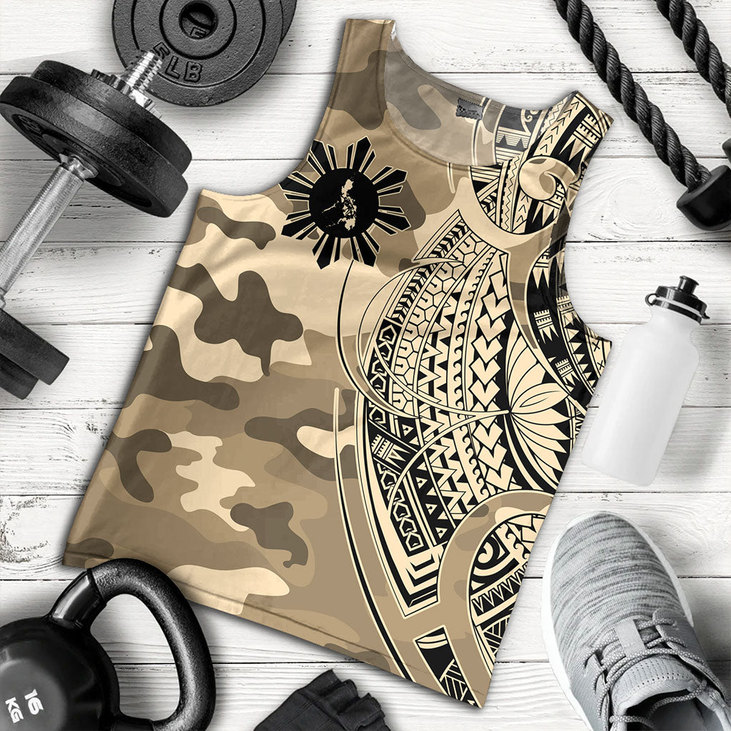Philippines Filipinos Tank Top Tribal Tattoo With Camouflage Pattern