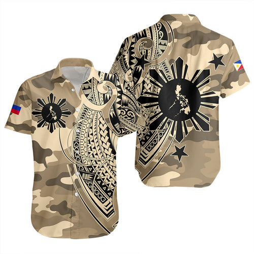 Philippines Filipinos Short Sleeve Shirt Tribal Tattoo With Camouflage Pattern