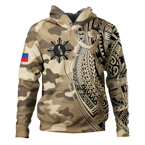 Philippines Filipinos Hoodie Tribal Tattoo With Camouflage Pattern