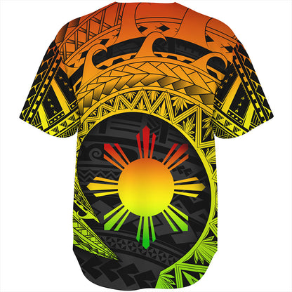 Philippines Filipinos Baseball Shirt Sun Tribal Polynesia Reggae