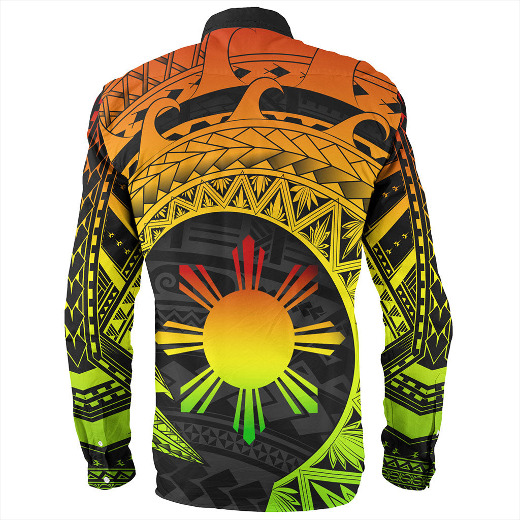 Philippines Filipinos Long Sleeve Shirt Sun Tribal Polynesia Reggae