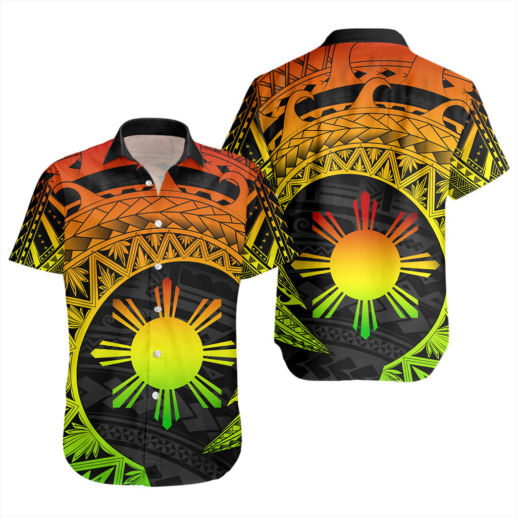 Philippines Filipinos Short Sleeve Shirt Sun Tribal Polynesia Reggae