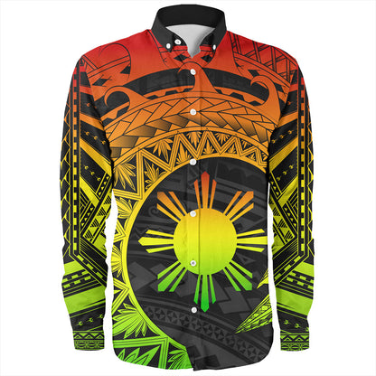 Philippines Filipinos Long Sleeve Shirt Sun Tribal Polynesia Reggae