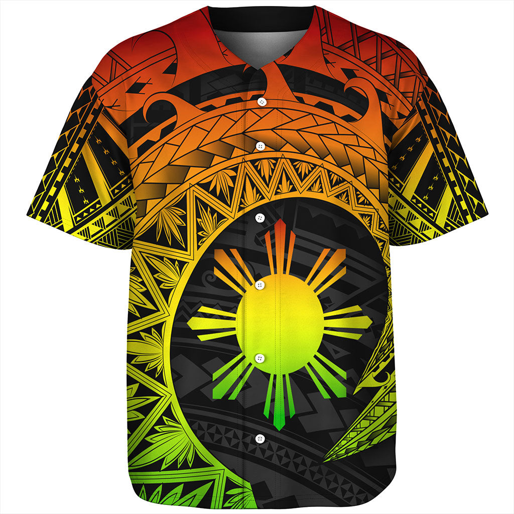 Philippines Filipinos Baseball Shirt Sun Tribal Polynesia Reggae