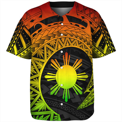 Philippines Filipinos Baseball Shirt Sun Tribal Polynesia Reggae