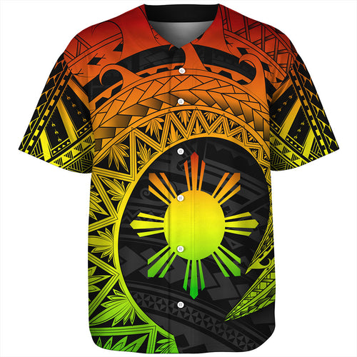 Philippines Filipinos Baseball Shirt Sun Tribal Polynesia Reggae