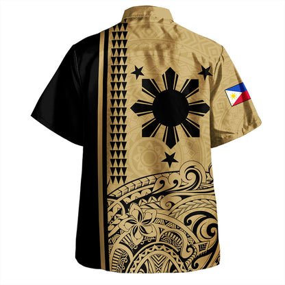 Custom Philippines Filipinos Hawaiian Shirt Polynesian Three Flowers Spirit Sage Green