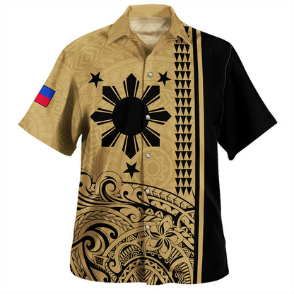 Custom Philippines Filipinos Hawaiian Shirt Polynesian Three Flowers Spirit Sage Green