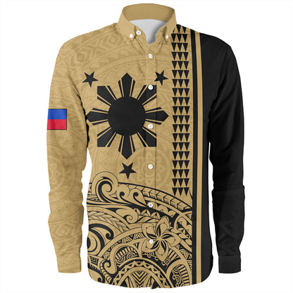 Philippines Filipinos Long Sleeve Shirt Sun Star Tribal Polynesia Style