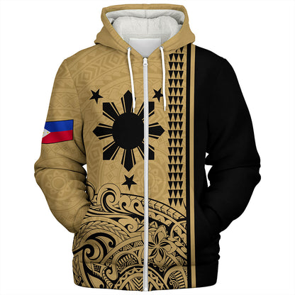 Philippines Filipinos Sherpa Hoodie Sun Star Tribal Polynesia Style