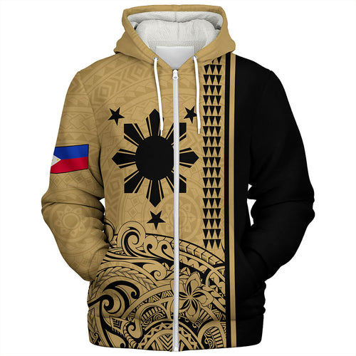 Philippines Filipinos Sherpa Hoodie Sun Star Tribal Polynesia Style