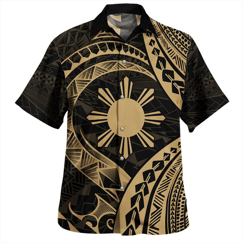 Philippines Filipinos Hawaiian Shirt Turtle Polynesian Tribal Coat Of Arms