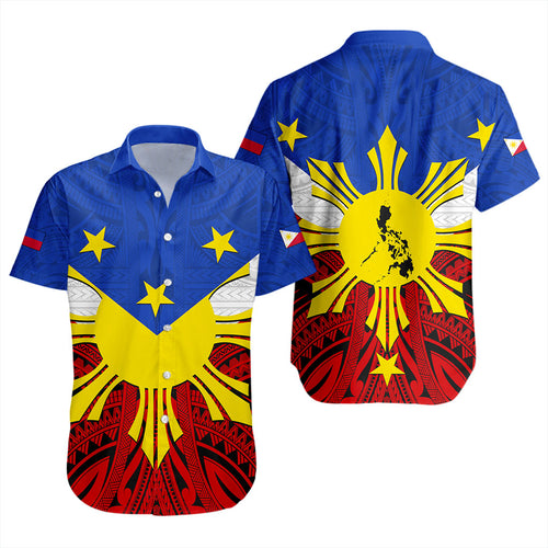 Philippines Filipinos Short Sleeve Shirt Tribal Flag Traditional Style