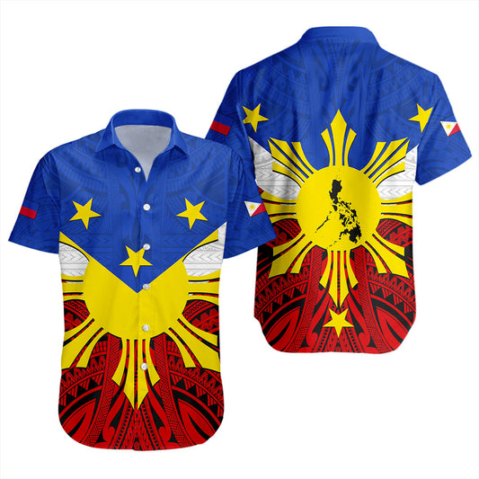 Philippines Filipinos Short Sleeve Shirt Tribal Flag Traditional Style