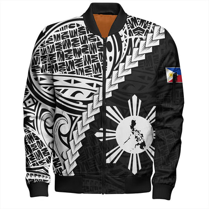 Philippines Filipinos Bomber Jacket Lauhala Tribal Coat Of Arms