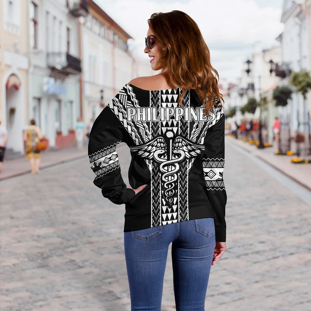 Philippines Filipinos Off Shoulder Sweatshirt Nurse Tribal