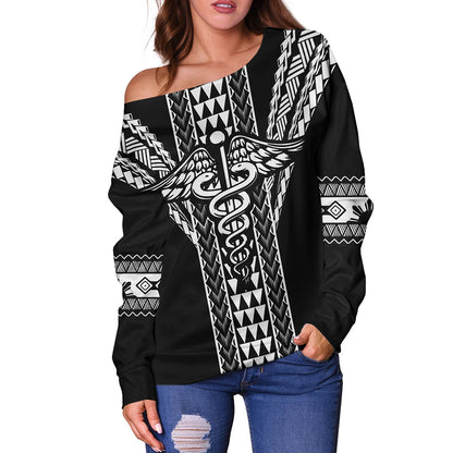 Philippines Filipinos Off Shoulder Sweatshirt Nurse Tribal