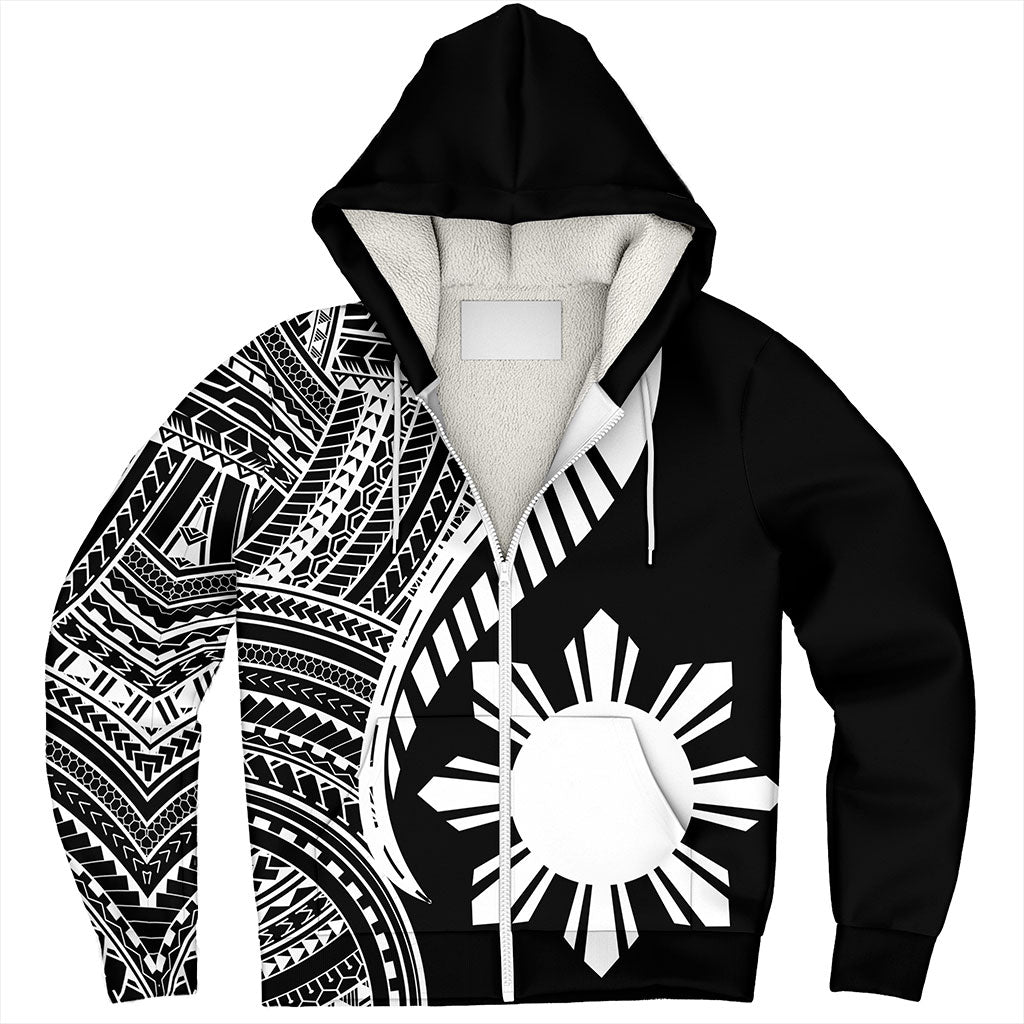 Philippines Filipinos Sherpa Hoodie Tribal Polynesian Pattern Original Style
