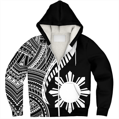Philippines Filipinos Sherpa Hoodie Tribal Polynesian Pattern Original Style