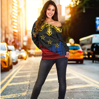 Philippines Filipinos Off Shoulder Sweatshirt Tribal Sport Style