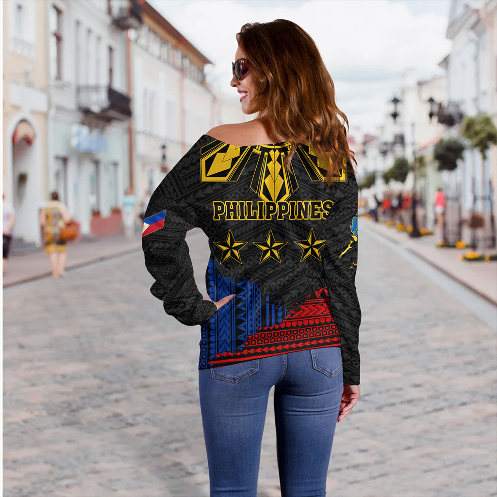 Philippines Filipinos Off Shoulder Sweatshirt Tribal Sport Style
