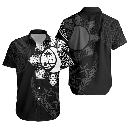 Philippines Short Sleeve Shirt With Guam Seal Tribal Sun In My Heart