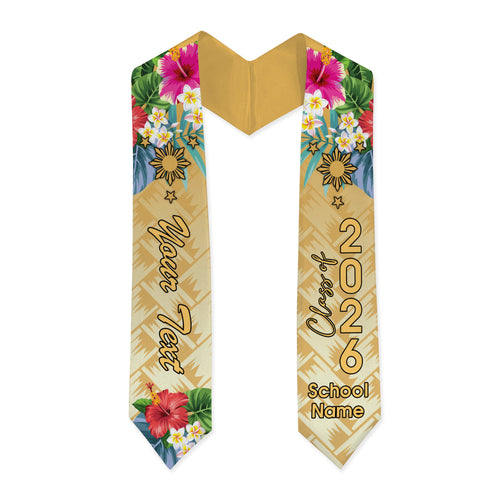 Philippines Filipinos Graduation Stole Custom Class 2026 Tropical Hibiscus Island Pride