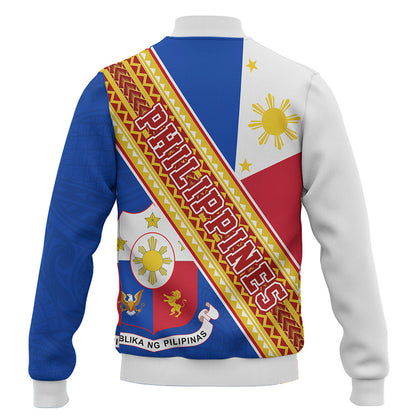 Philippines Filipinos Baseball Jacket Flag And Coat Of Arms