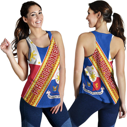 Philippines Filipinos Women Tank Flag And Coat Of Arms