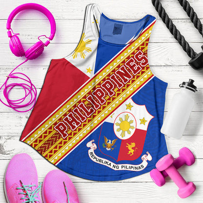 Philippines Filipinos Women Tank Flag And Coat Of Arms