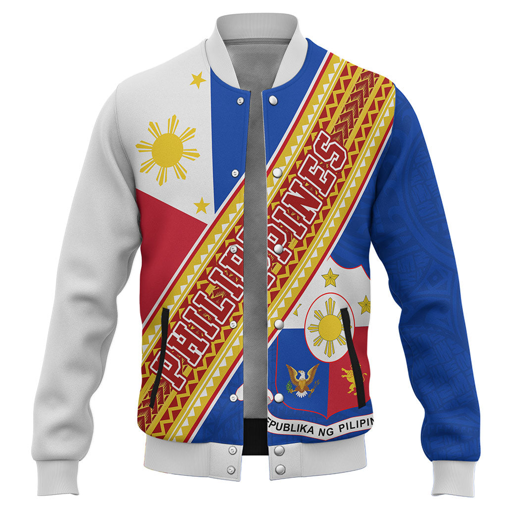 Philippines Filipinos Baseball Jacket Flag And Coat Of Arms