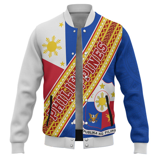 Philippines Filipinos Baseball Jacket Flag And Coat Of Arms