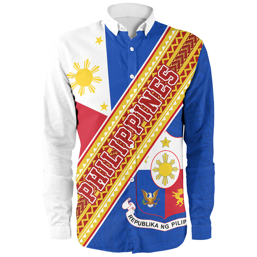Philippines Filipinos Long Sleeve Shirt Flag And Coat Of Arms