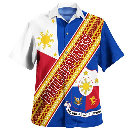 Philippines Filipinos Hawaiian Shirt Flag And Coat Of Arms