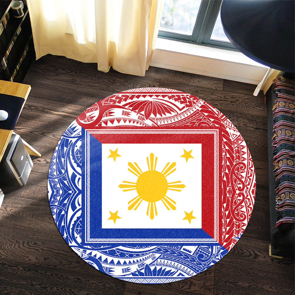 Philippines Round Rug Polynesian Star Coat Of Arms