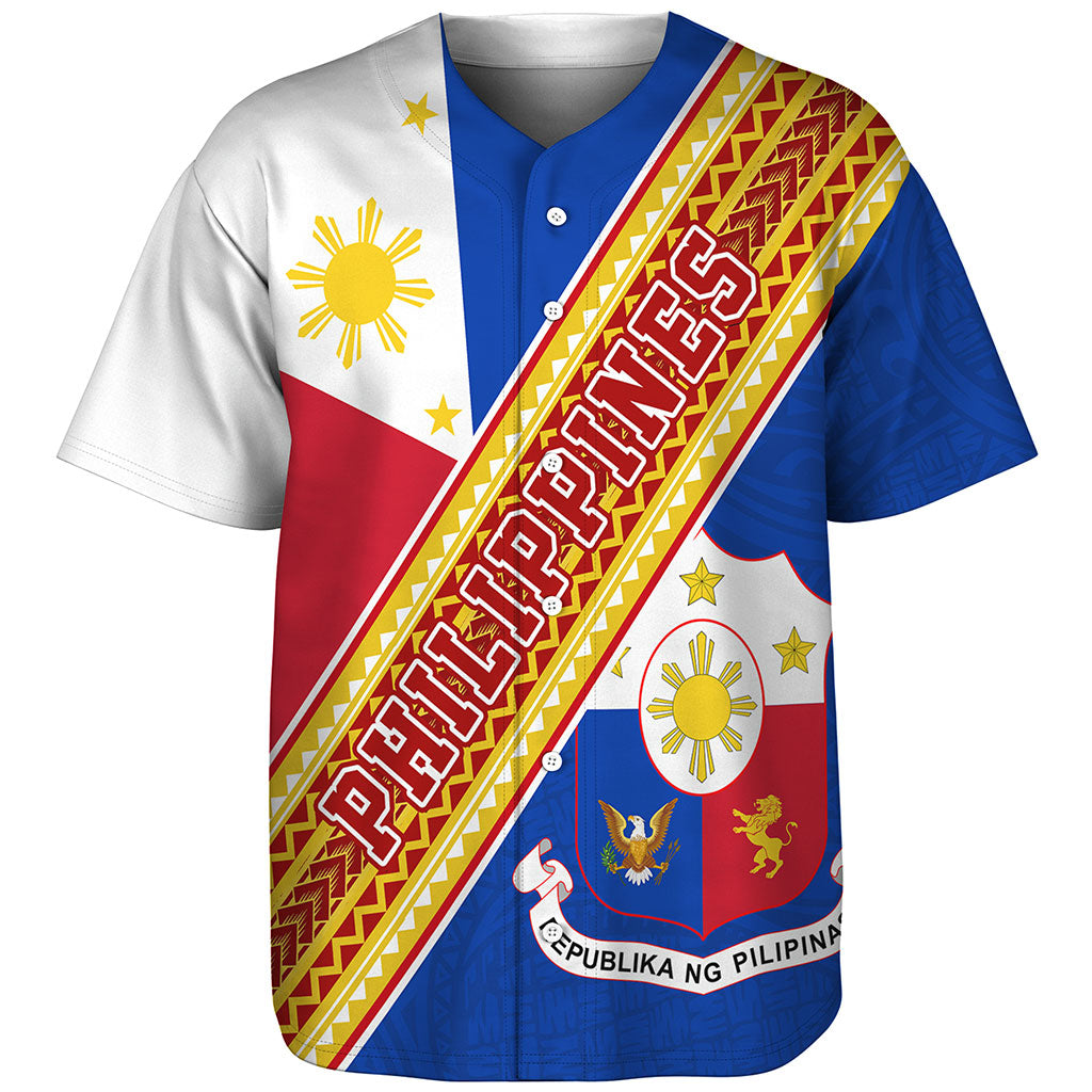Philippines Filipinos Baseball Shirt Flag And Coat Of Arms