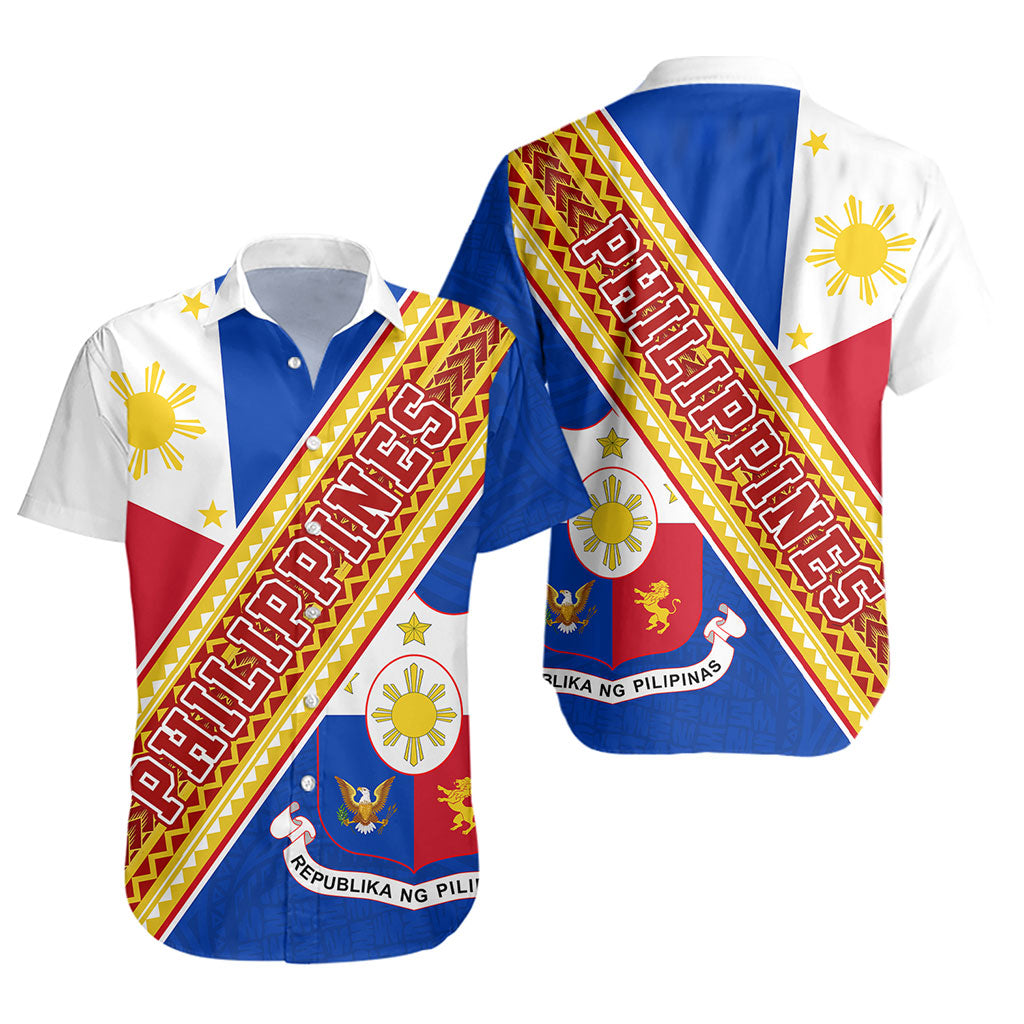 Philippines Filipinos Short Sleeve Shirt Flag And Coat Of Arms