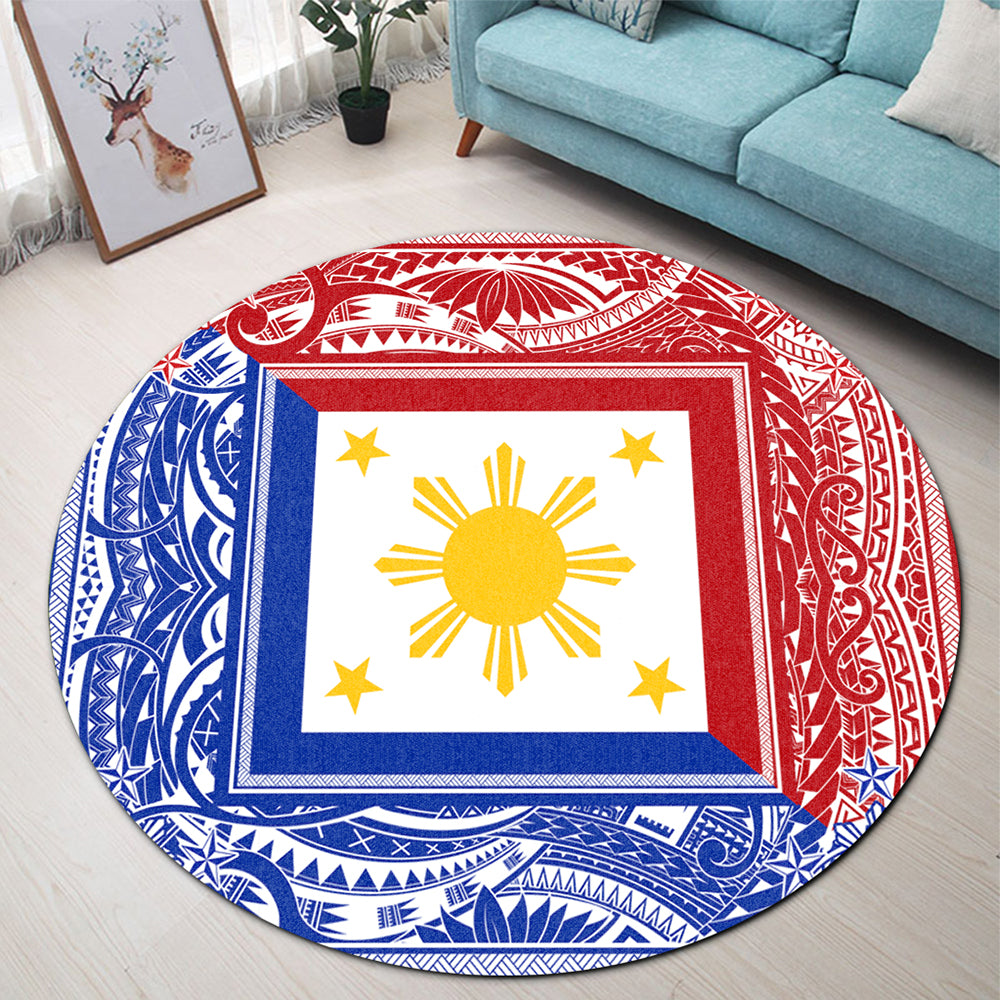 Philippines Round Rug Polynesian Star Coat Of Arms