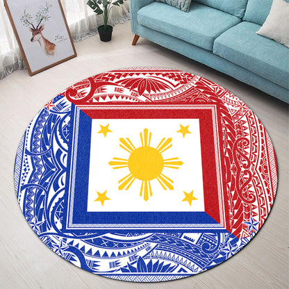 Philippines Round Rug Polynesian Star Coat Of Arms