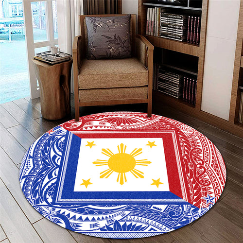 Philippines Round Rug Polynesian Star Coat Of Arms