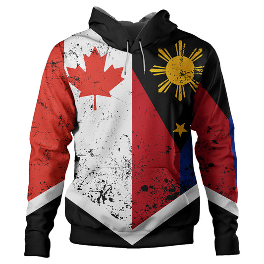 Philippines And Canada Hoodie Flag Half Concept Brush Style
