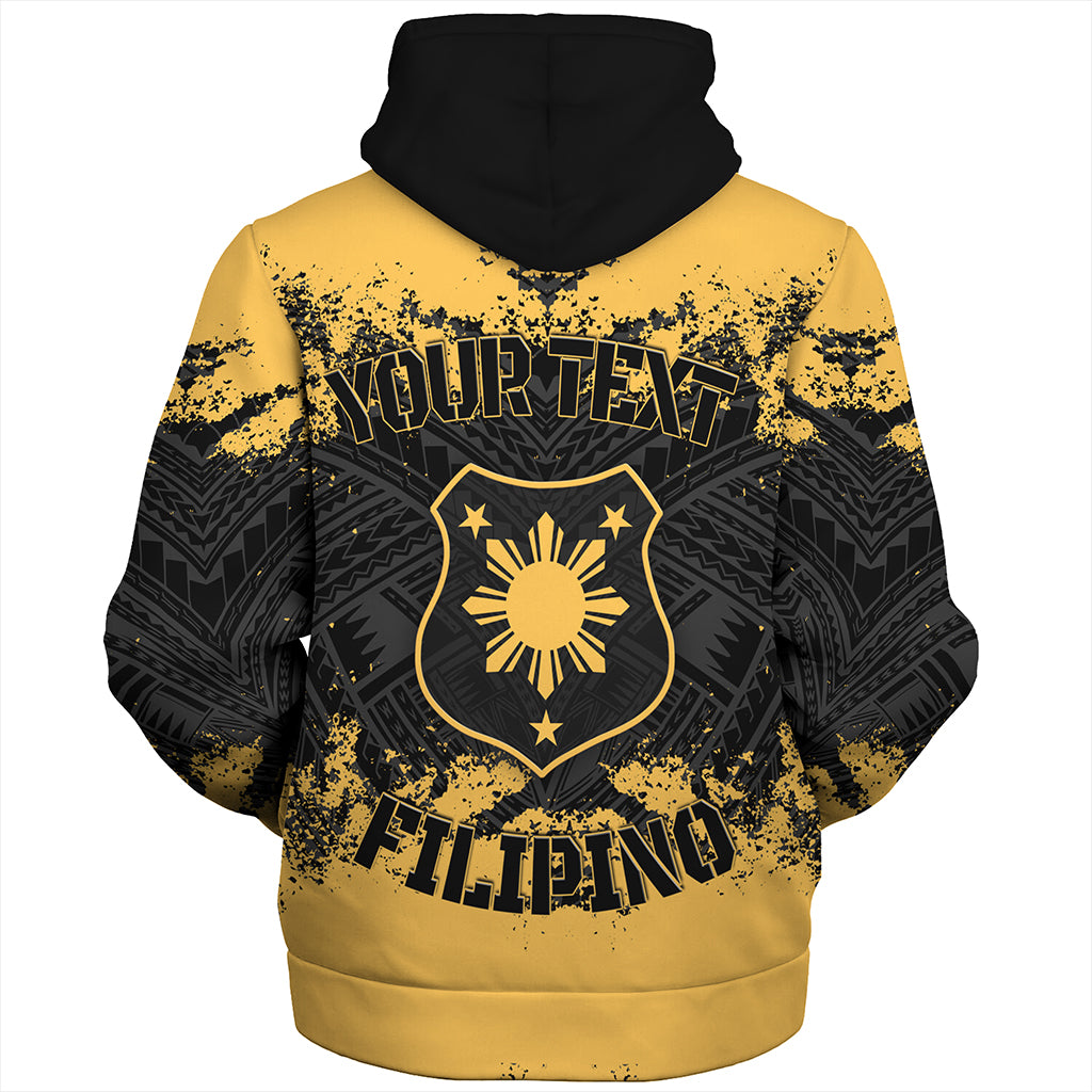 Philippines Filipinos Sherpa Hoodie Custom Grunge Texture Tribal Pattern