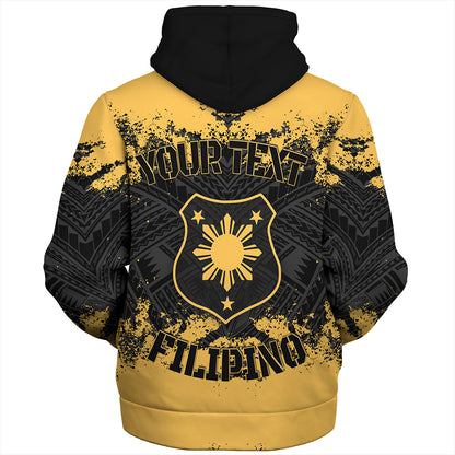 Philippines Filipinos Sherpa Hoodie Custom Grunge Texture Tribal Pattern