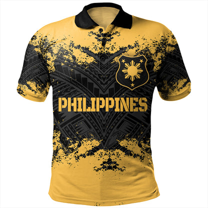 Philippines Filipinos Polo Shirt Custom Grunge Texture Tribal Pattern