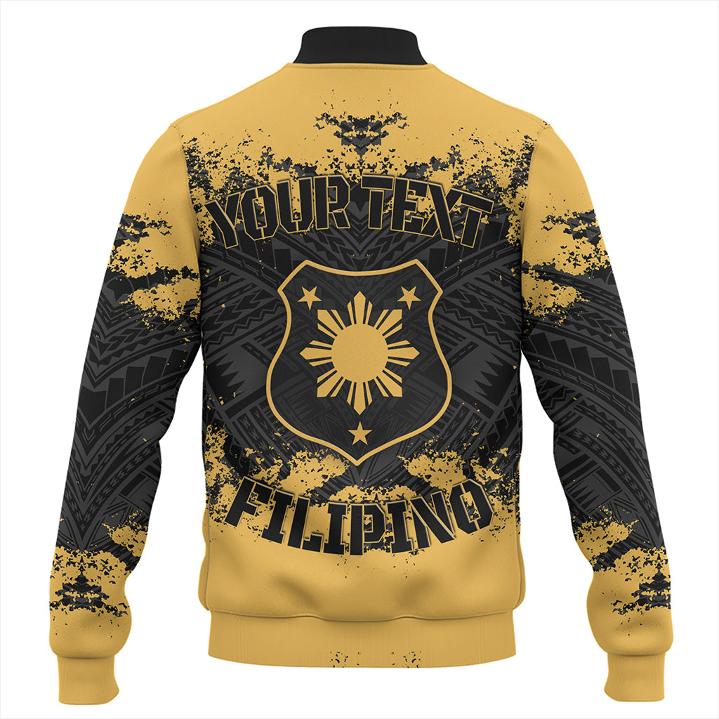 Philippines Filipinos Baseball Jacket  Custom Grunge Texture Tribal Pattern