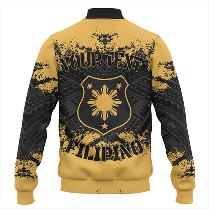 Philippines Filipinos Baseball Jacket  Custom Grunge Texture Tribal Pattern